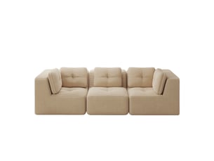 Canapé droit modulable 3 places velours côtelé beige – 297 x 104 x 69 cm