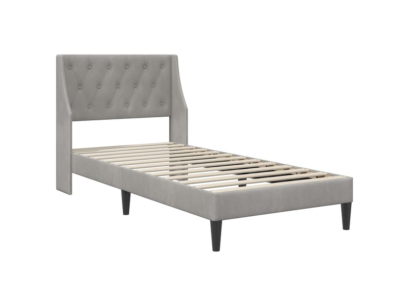  Lit simple- lit adulte -  cadre de lit avec tête de lit gris clair 80 x 200 cm velours  - Conforama B