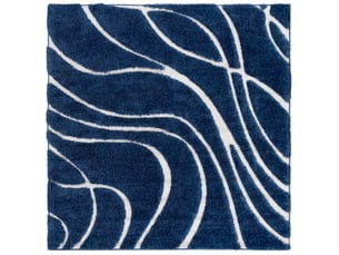 Tapis en polypropylène bleublanc, 122 x 122 cm