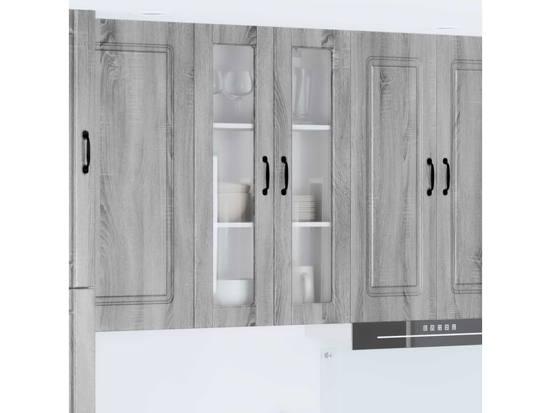Meuble mural de cuisine, cabinet en verre mural gris sonoma 60x31x100cm - Conforama B