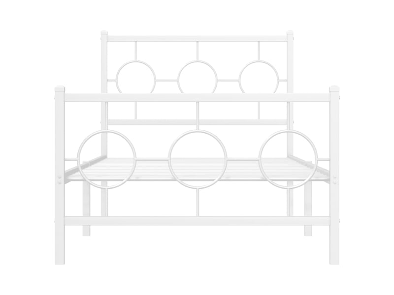  Lit simple- lit adulte -  cadre de lit métal sans matelas avec pied de lit blanc 90x190cm  - Conforama D