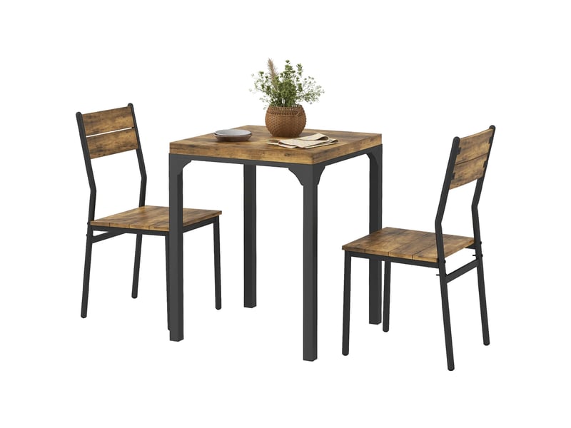  Ensemble table à manger avec 2 chaises encastrables, pour cuisine salon maison, rustique  - Conforama B