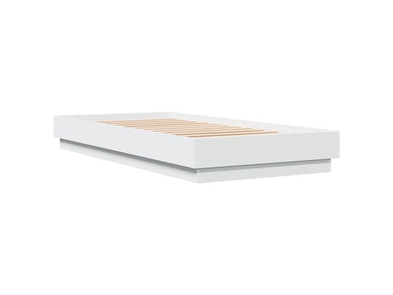  Lit simple- lit adulte -  cadre de lit sans matelas blanc 100x200 cm bois d'ingénierie  - Conforama B