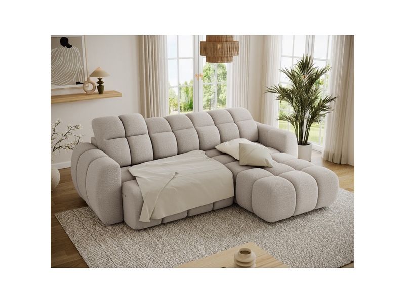  Canapé d'angle électrique fanoti 3 places gris chiné – angle droit – version 2  - Conforama C