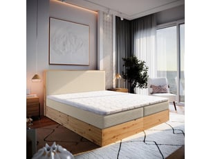 Lit avec rangement 180x200 cm <strong>MASSENO</strong>  <strong></strong> coloris beige