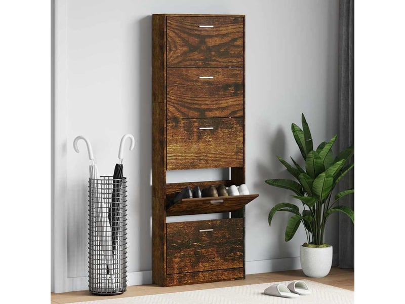 Meuble à chaussure | armoire à chaussures chêne fumé 59x17x169 cm bois d'ingénierie  - Conforama B