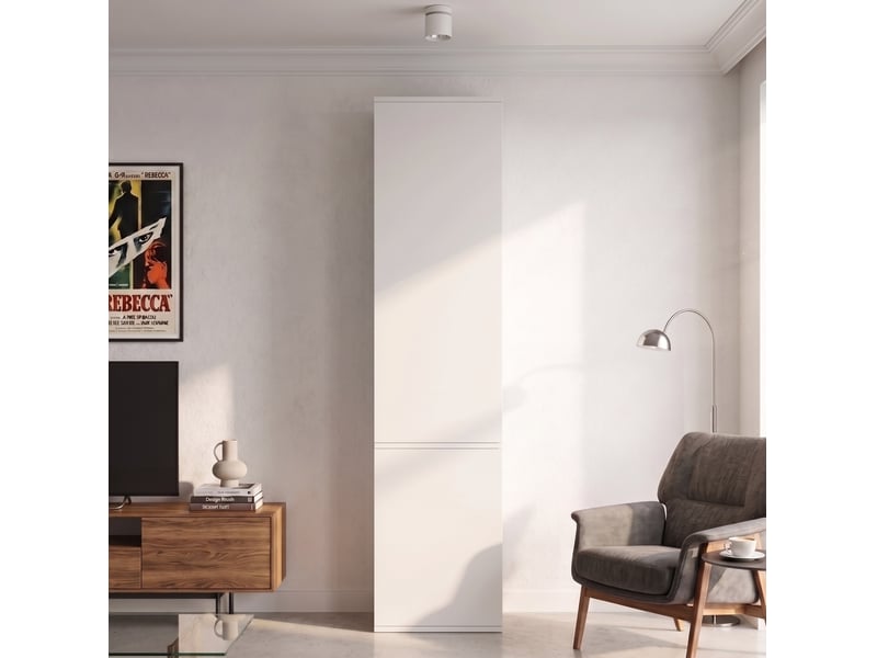  Rangement haut sdb 47x50x200 cm, 6 compartiments, 2 portes, blanc  - Conforama E
