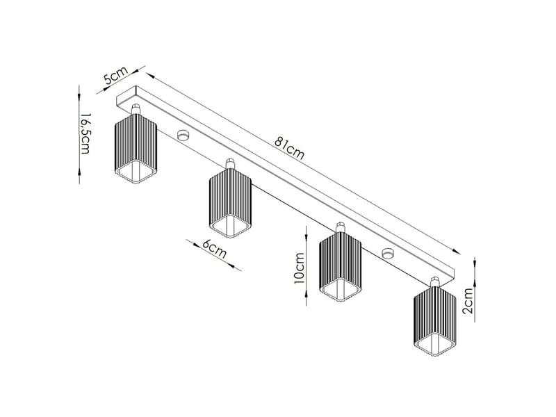  Plafonnier rayo 4l noir aluminium moderne 16.5x81x6cm SL.3167 - Conforama E
