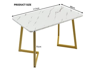 Table de cuisine 117x68cm, design marbre luxueux table à manger, structure métal robuste, surface facile d'entretien