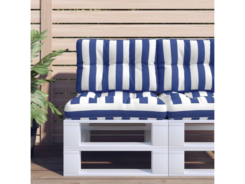  Coussin de palette, coussin de chaise, coussin de canapé rayures bleues et blanches 60x40x12 cm tissu cf55422  - Conforama B