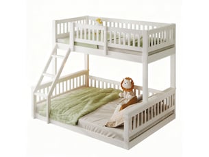 Lit superposé 140x200 cm <strong>MERAX</strong>  <strong>lit enfant blanc</strong> coloris blanc