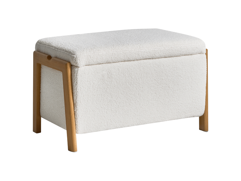 Banc de rangement edland bouclé blanc  - Conforama D