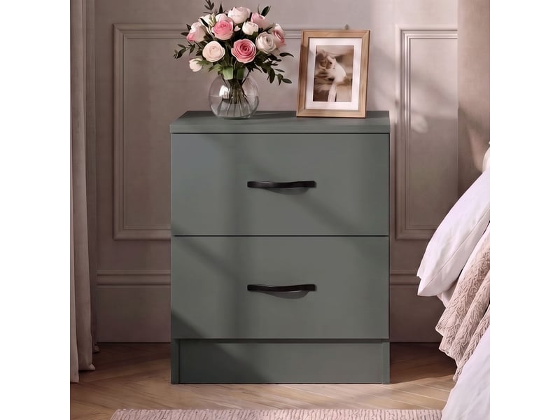  Table de chevet riano, commode de nuit, chambre, rangement, 47x40x36cm, vert, 2 tiroirs 3332037 - Conforama C