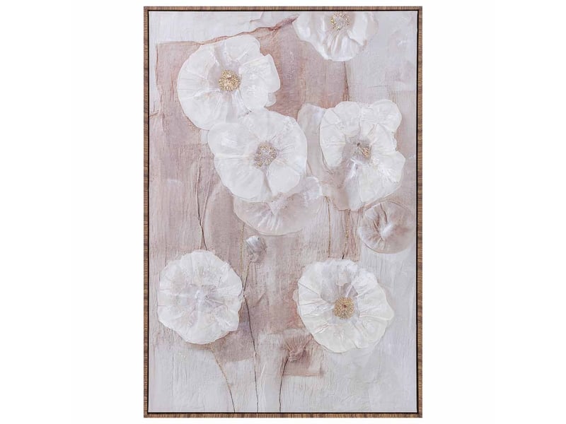  Tableau peint à la main avec cadre en bois blanc 83x4x123h cm  - Conforama B
