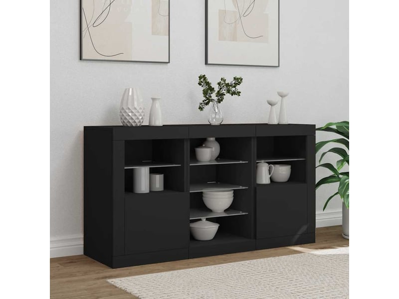 Buffet - bahut - meuble de rangement avec lumières led noir 123x37x67 cm - Conforama C