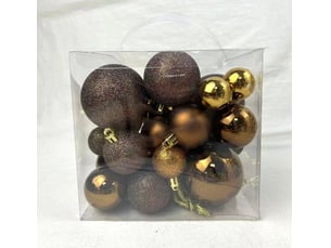 Kit de 35 boules de noël en plastique petit modèle bronze