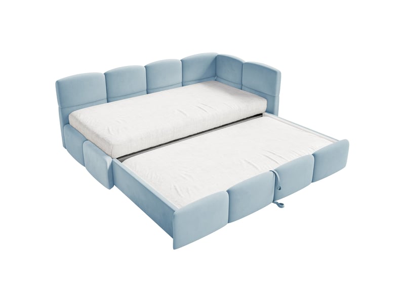  Selsey cloudy - lit rembourré - 170x185 cm - velours bleu clair - côté droit Cloudy - Conforama D
