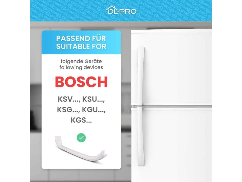  Poignée de porte pour réfrigérateur bosch siemens neff 370x54x28 mm, pièce de rechange pour les modèles 00355004 et 00354911  - Conforama B