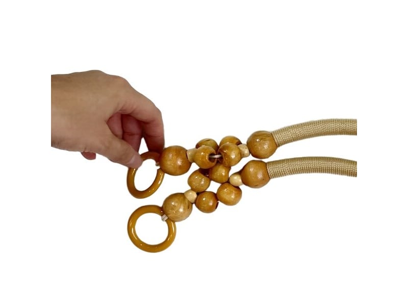 Paire de perles en bois avec corde couleur bois naturel, décoration artisanale  - Conforama E