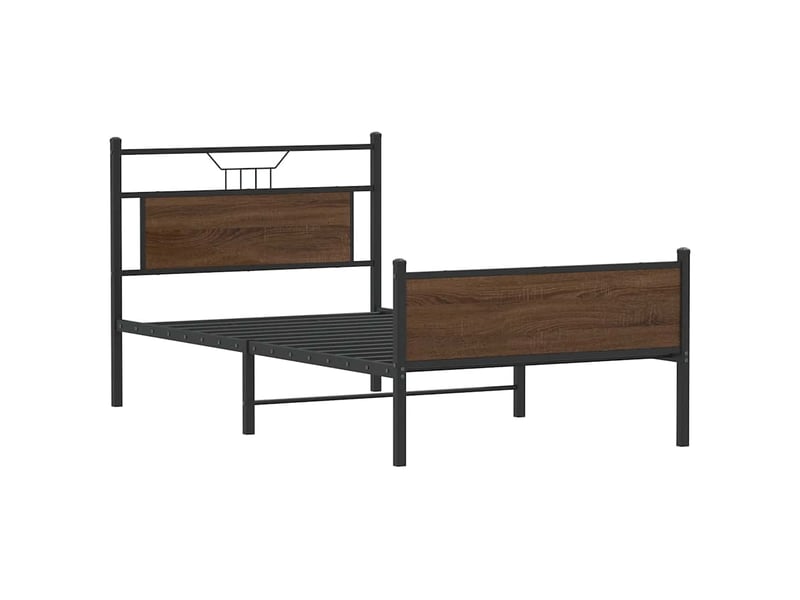  Lit adulte, lit simple, cadre de lit sans matelas chêne marron 100x200cm cf12746  - Conforama C