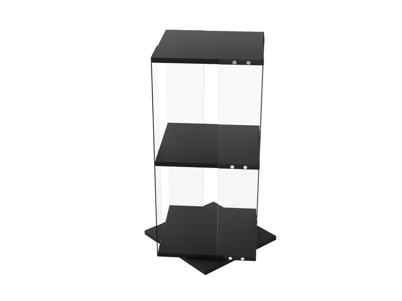  Vitrine d'exposition rotative 360°, verre 2 niveaux 85 cm avec led rgb, anti-basculement, verre trempé et bois, noir  - Conforama D