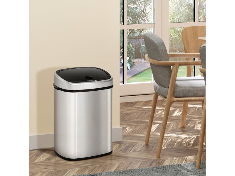  Poubelle automatique tcqpz 58 l à capteur infrarouge acier inoxydable argentée 40,9 x 28,9 x 68 cm  - Conforama B