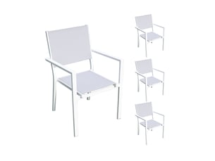 Lot de 4 fauteuils en aluminium et textilène coloris blanc