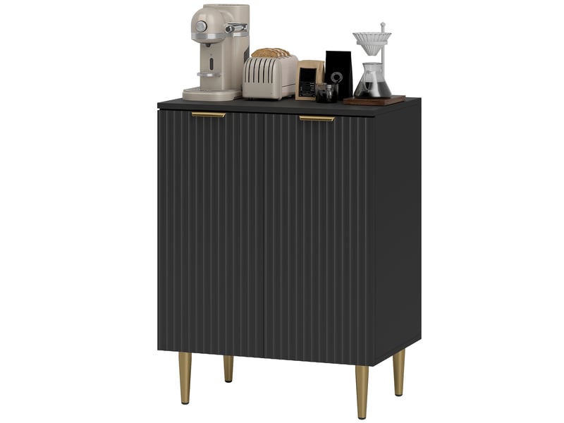  Buffet 2 portes avec étagère réglable en mdf et métal noir 60 x 40 x 80 cm  - Conforama B