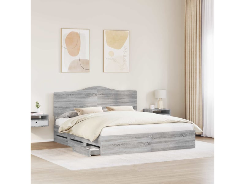 Lit double- lit adulte - cadre de lit sonoma gris 180 x 200 cm bois ingénierie - Conforama B