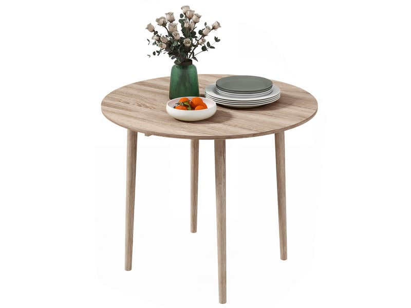  Table de salle à manger pliante 2 abattants - table ronde extensible - peu encombrante avec pieds en bois ø89 x 73.5h cm  - Conforama B