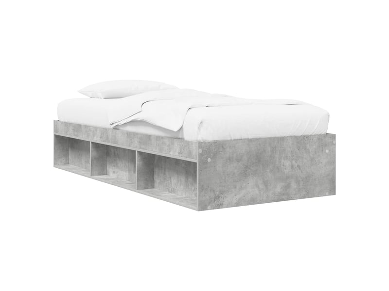  Lit simple- lit adulte -  cadre de lit avec rangement avec étagère gris béton 80 x 200 cm  - Conforama A