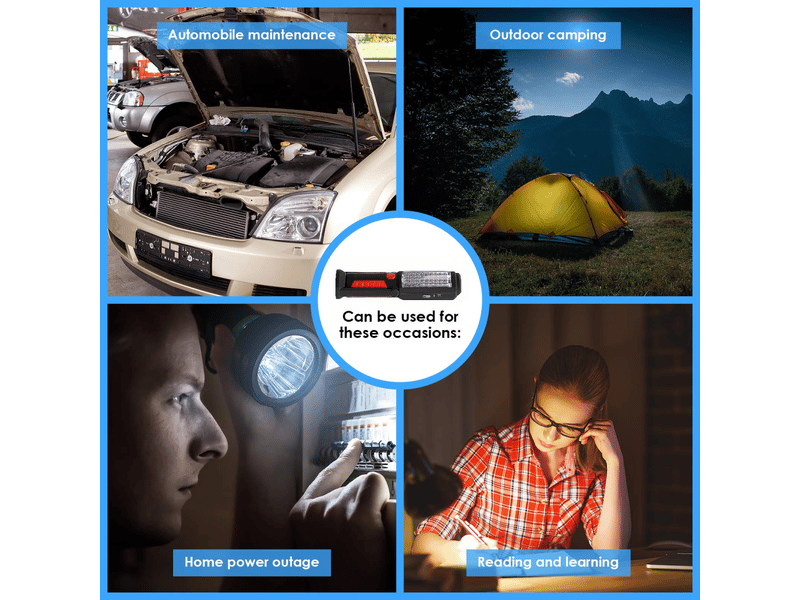Lampe de poche rechargeable, lampe d'inspection, lampe de travail led cob magnétique, lampe pour voiture, garage, mécanicien, maison - Conforama E