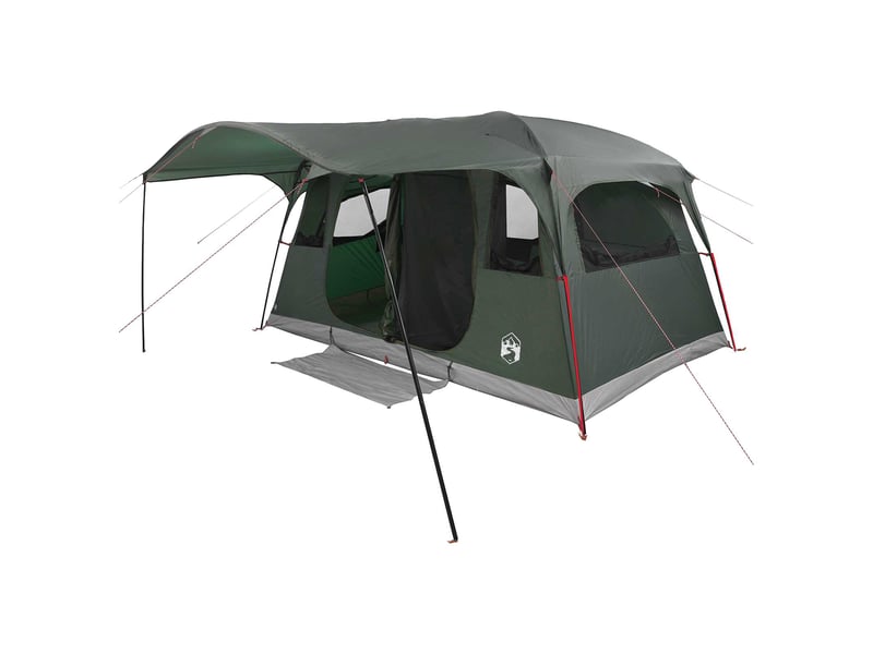  Tente tunnel, tente de camping 12 personne vert armée polyester et acier  - Conforama A