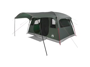 Tente tunnel, tente de camping 12 personne vert armée polyester et acier