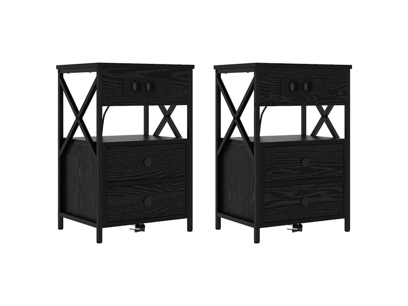  Table de chevet - cabinet de chevet - table de nuit 2 pc chêne noir 40 x 31 x 60 cm  - Conforama A