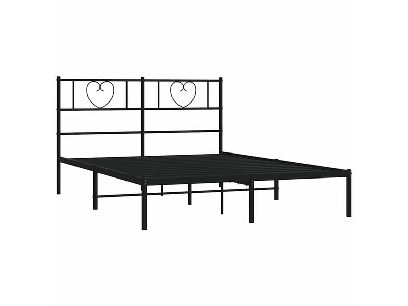  Lit double- lit adulte -  cadre de lit métal sans matelas avec tête de lit noir 150x200cm  - Conforama D