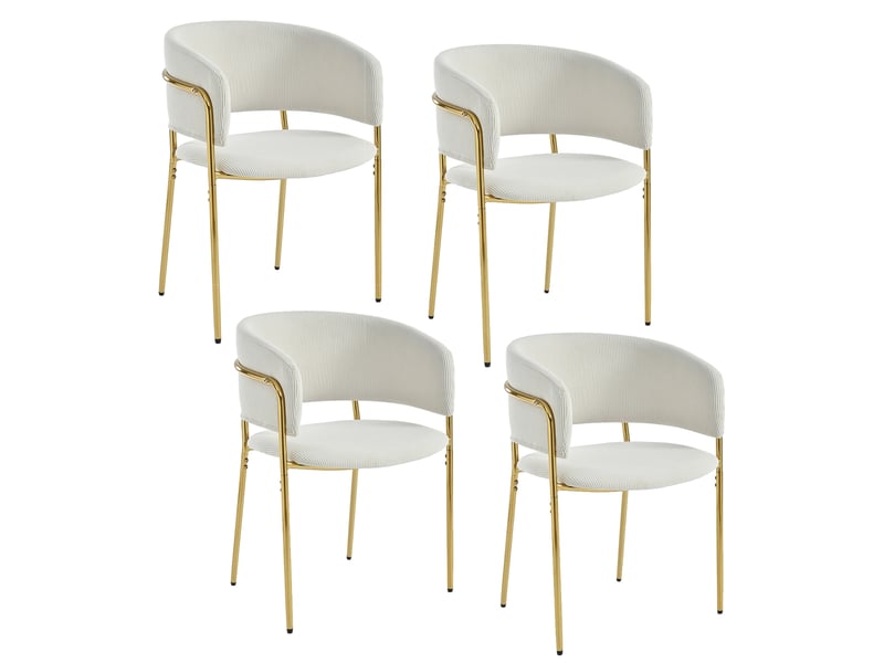  Lot de 4 chaises de salle à manger,55x55x80 cm,tissu côtelé,beige  - Conforama A