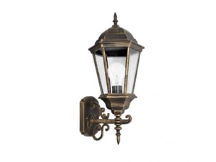 Applique extérieure classique fabrilamp regulus noir doré, 1 x e27, ip44, 54 x 25 x 27 cm