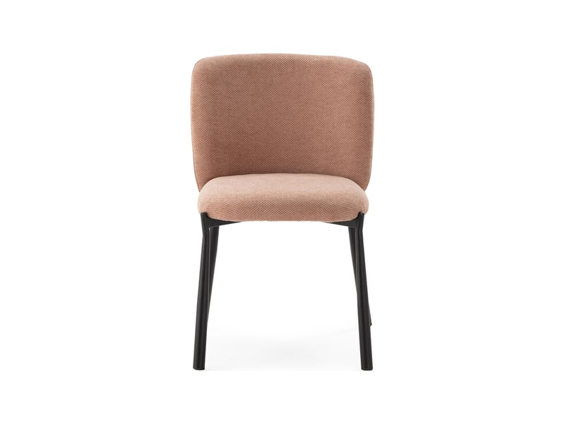  Lot de 2 chaises repas en tissu texturé corail et métal noir - popki  - Conforama C