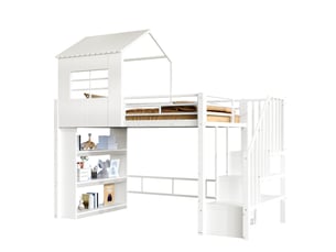 Lit mezzanine 90x200 cm <strong></strong> <strong></strong> coloris blanc