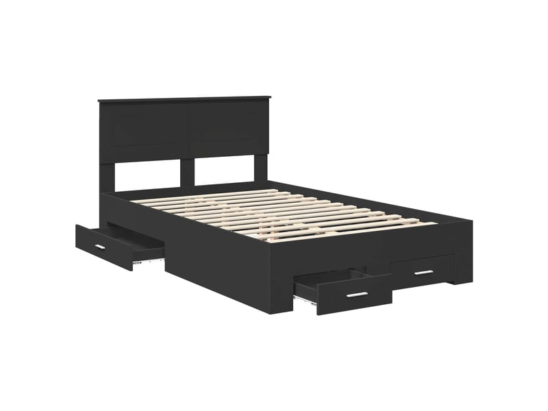  Lit double- lit adulte -  cadre de lit avec tiroir noir 135 x 190 cm bois d'ingénierie  - Conforama D