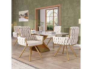 Lot de 6 chaises en velours coloris beige