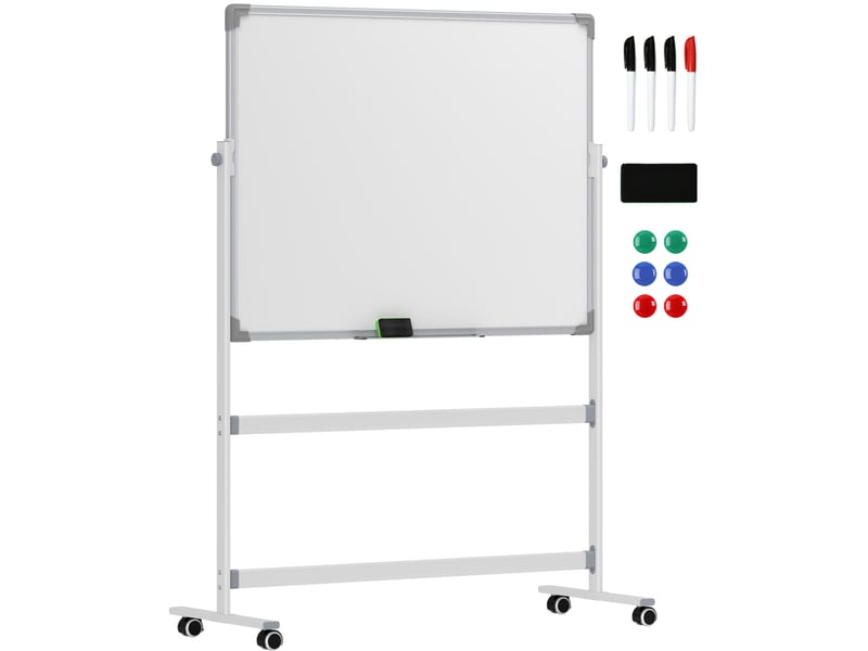  Tableau blanc magnétique 120x90 cm double face pivotant métal blanc  - Conforama A