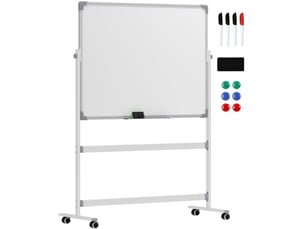 Tableau blanc magnétique 120x90 cm double face pivotant métal blanc