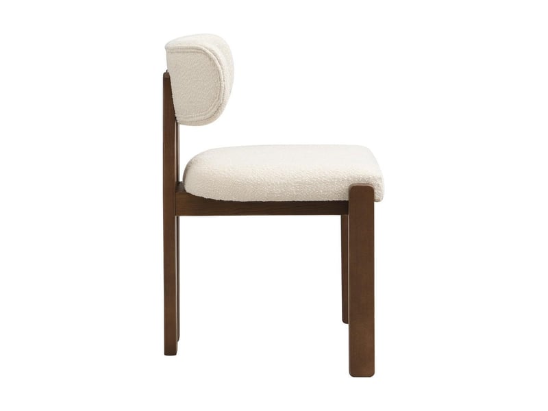Chaises de salle à manger lot 6 bois massif confortables respirantes style moderne tissu bouclé couleur noyer  - Conforama E