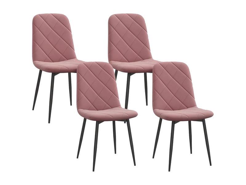  Set de 4 chaises de salle à manger en velours rose avec dossier dimensions 45 x 54 x 87 cm  - Conforama A