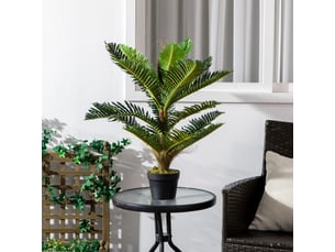 Plante artificielle palmier 85 cm avec 18 grandes feuilles grand réalisme inclus pot