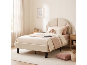 Lit simple 90x190 cm <strong>Lonelyo</strong>  <strong></strong> coloris beige