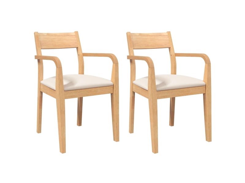  Lot de 2 chaise à manger, sièges de cuisine coussins naturel bois massif caoutchouc  - Conforama A