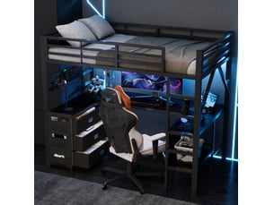 Lit mezzanine 90x200 cm <strong>HAUSS SPOLE</strong> <strong></strong> coloris noir